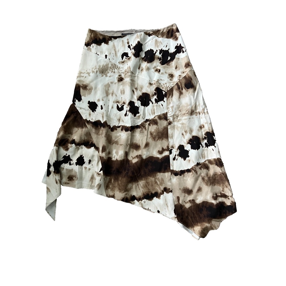 Lafayette 148 New York Womens Size 4 Asymmetric Skirt Silk Side Zip Brown Beige